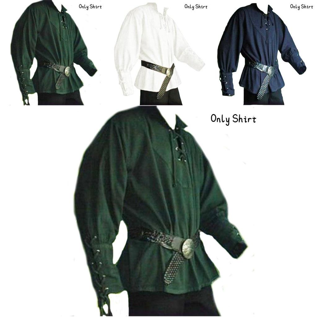 Men's Vintage Loose-fitting Shirt With Retro Stand Collar And Tie Belt