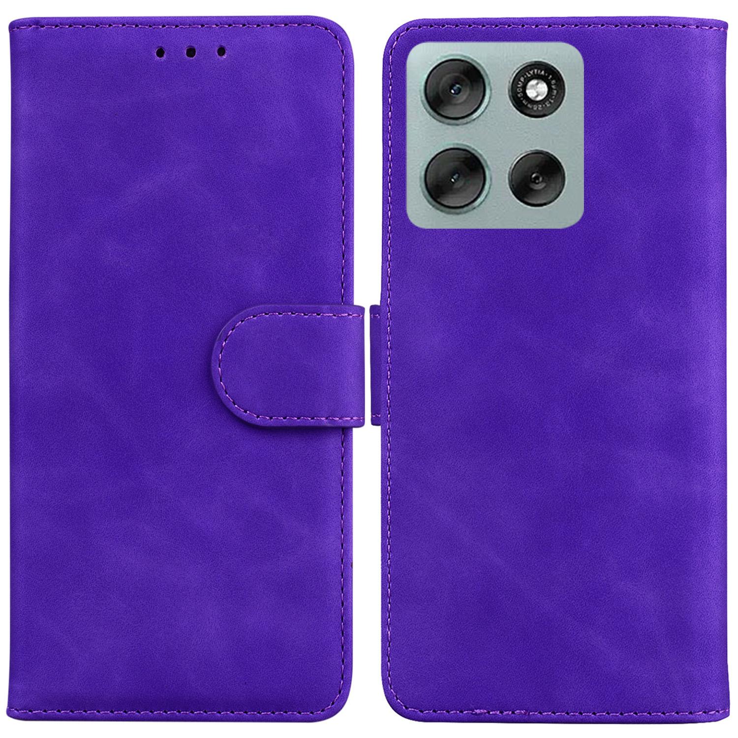 

Для Motorola Moto G56 5G Чехол Однотонный Кожаный Чехол-Кошелек для Телефона Purple