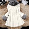 Women Long  Of Imitation Mink  Coat With Cap 