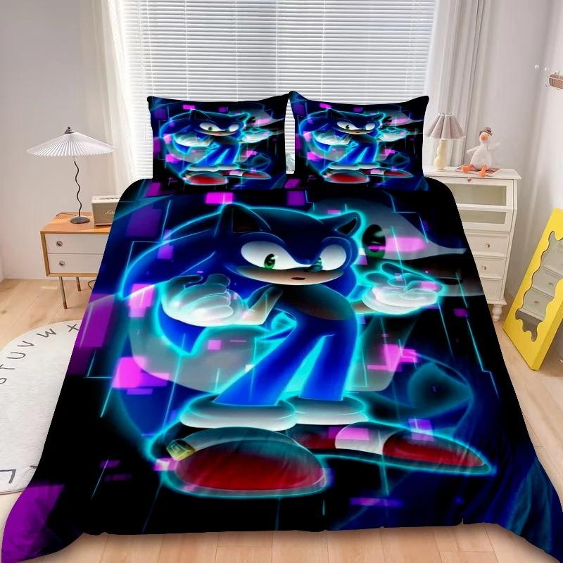 

Sonic Cartoon Duvet Cover Sonic Bedding Set Comforter Cover for Kids Teens Gifts Bedroom Decor 135x200cm