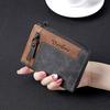 Retro Men's Color Block Leather Wallet with Zipper – Multi-functional Card Holder with Multiple Slots