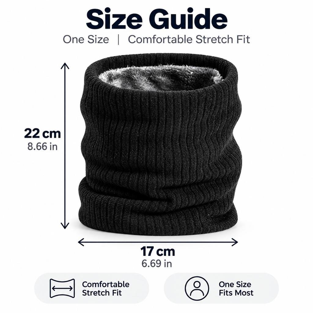 Men Winter Neck Warmer Thick Fleece Lined Thermal Neck Gaiter Soft Stretch Scarf for Skiing Cycling Hiking Cold Weather