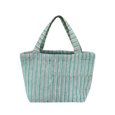 Tomo Corporation Quilted Mini Tote, Striped Block Print, Mint Blue, Tote Bag, Mini Sub-Bag, Women's, 30x20xD10cm, 11725-750-519