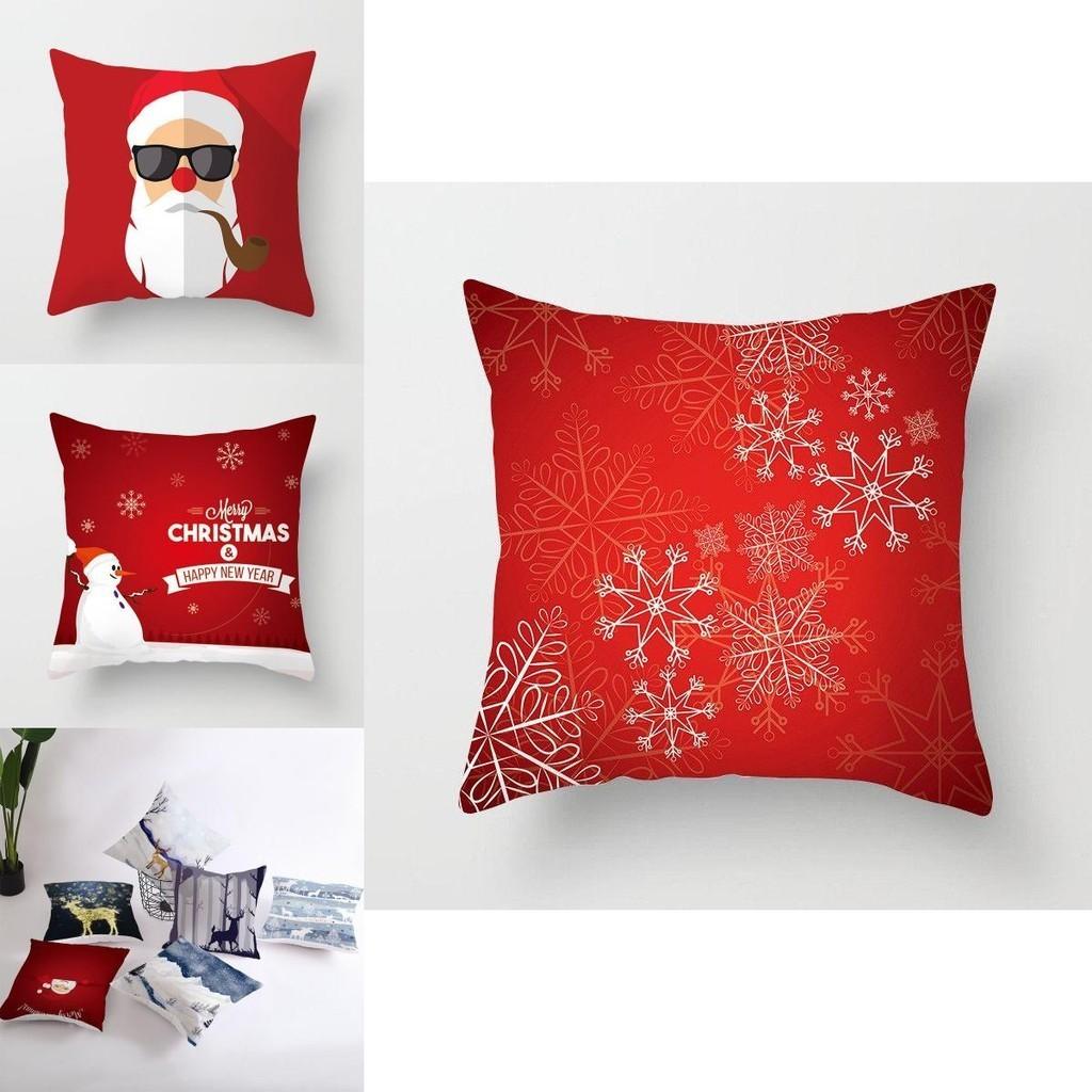 Elegant Xmas Cushion Cover Featuring Colorful Snowflake And Reindeer Designs