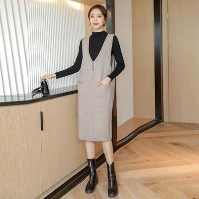 Casual Dress Korean Loose Vest Slimming Women Clothing Paired with Spring and Autumn Mid Length Knitted Vest Sweater Female