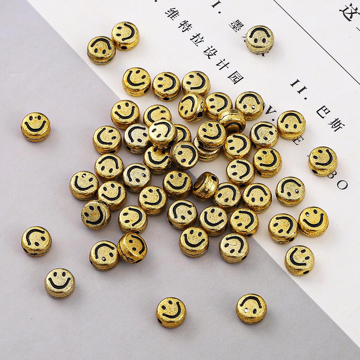 

7x4 мм, 100 шт. Акрилові розсипні плоскі намиста з посмішкою для виготовлення модних прикрас, намисто-браслет своїми руками