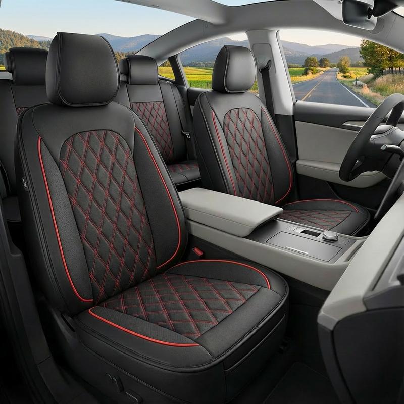 

Чехлы на автомобильные сиденья из водонепроницаемой кожи, совместимые с подушками безопасности, универсальные для большинства чёрный