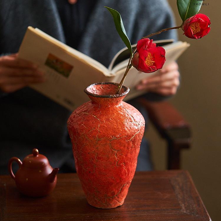 Tao Mei Ji Handmade Wabi-Sabi Style Ceramic Vase for Zen Flower Arrangements