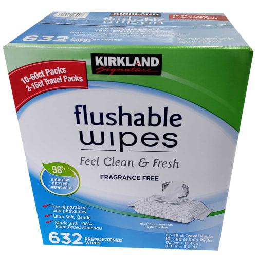 

Kirkland Flushable Wipes, 632 count, flushable wet wipes