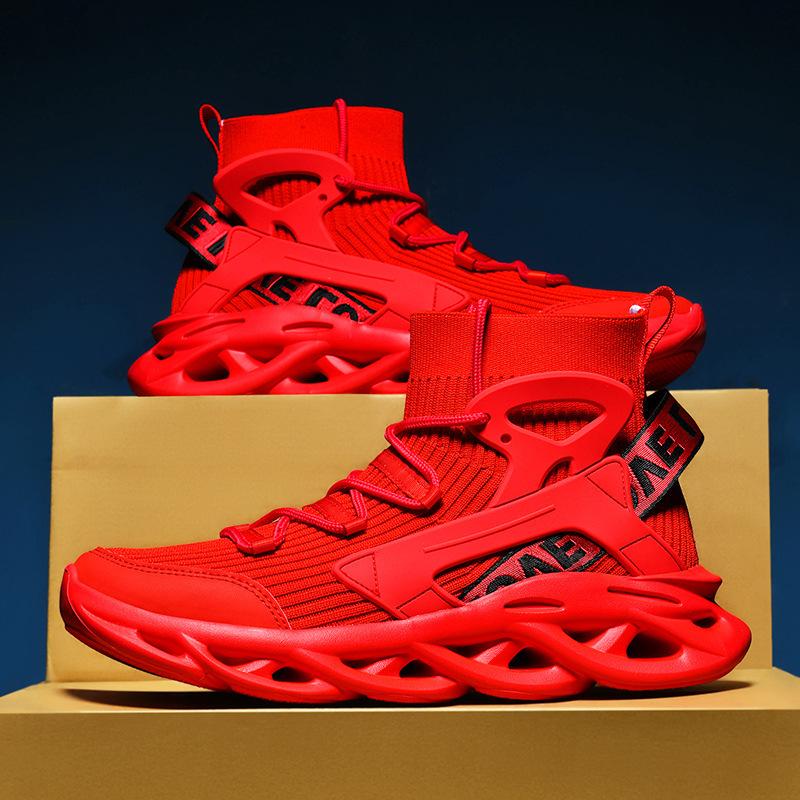 2025 New Large Size 46 Men's Shoes Trendy Shoes High Top Flying Woven Breathable Foreign Trade Shoes Amazon Sports Shoes Outdoor