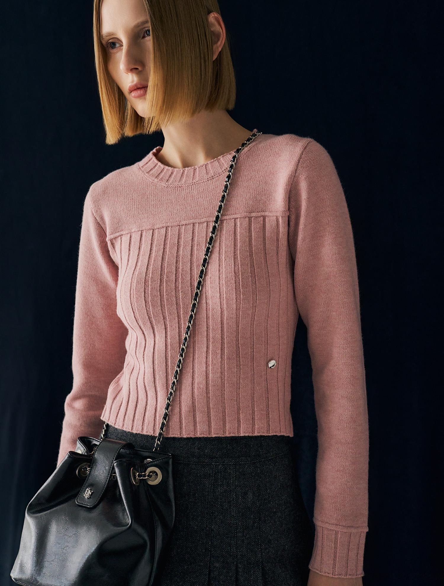 General Idea Ribbed Mix Knit Pullover [Pink] / Wbd4L05537 Pink/S