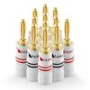 Nakamichi 24K Gold-Plated Banana Plugs, Speaker Cable Connectors, Aluminum Shell, 12-18 AWG, 4mm, 12 Pcs (6 Pairs)