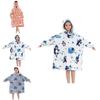 Delightful Large Wearable Blanket Sweatshirt For Kids Soft Warm Cozy Fabric With Fun Illustrations
