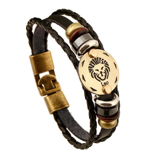 12 Constellations Multi-layer Braided Faux Leather Bracelet Bangle Jewelry Gift