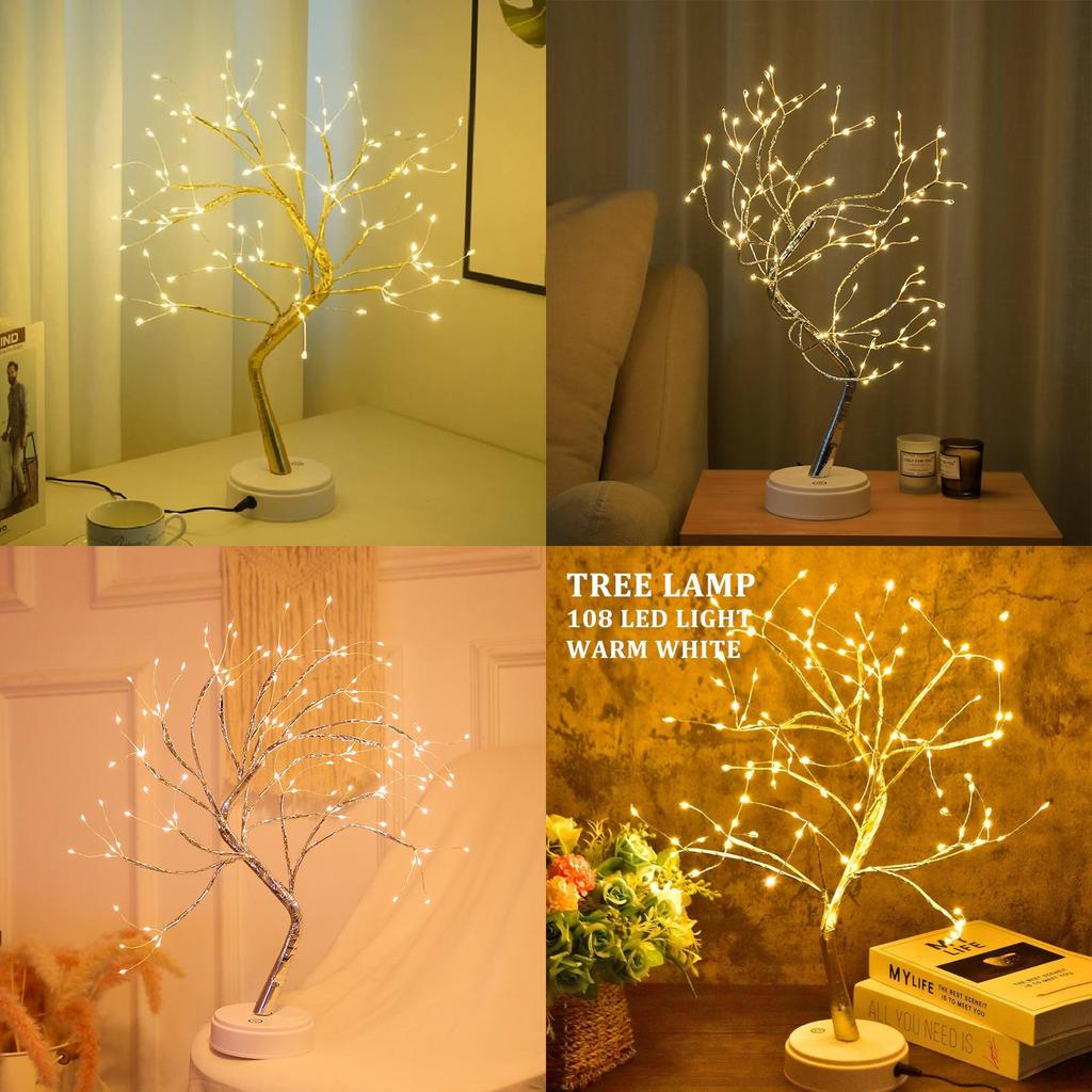 Tree Shape Led Desk Lamp With Touch Control For Holiday Decoration And Night Lighting