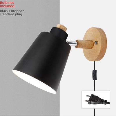 Moderne DIY Macaron Nachttischlampe mit Holzsteckerschalter - Nordischer Stil