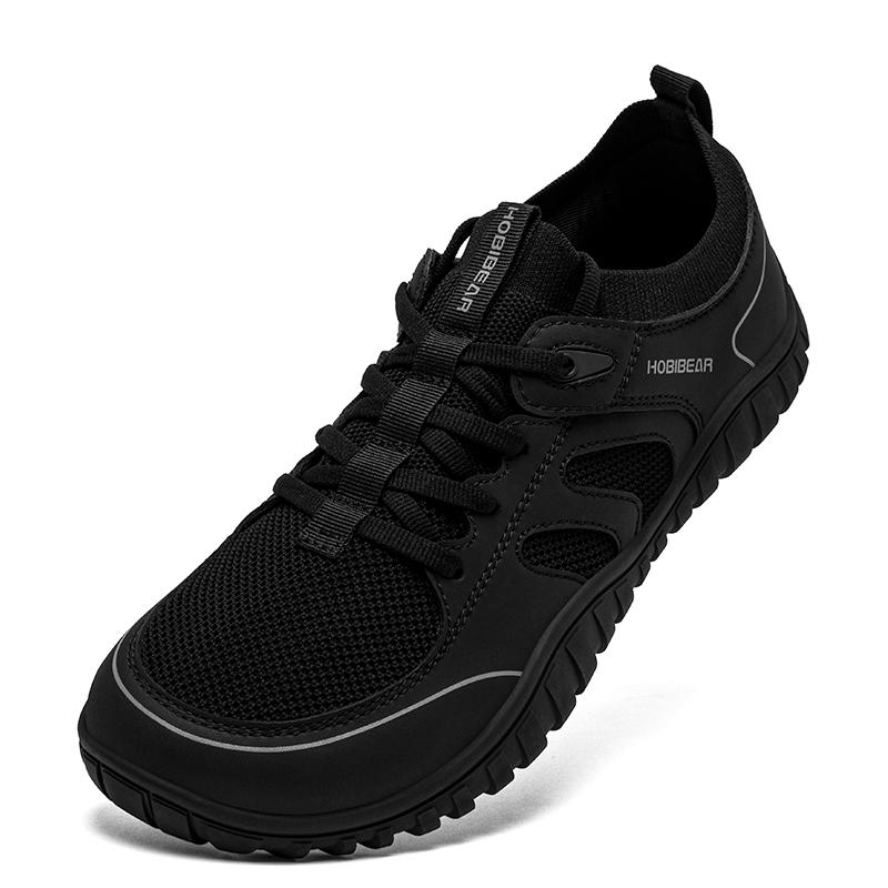 

HOBIBEAR Wide Toe Running Sneakers Unisex Minimalist Mesh Breathable Shoes Artificial Leather Lace Up Walking Sneakers 38