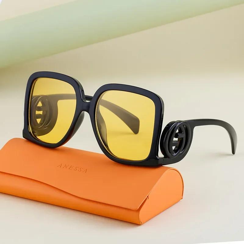 Estilo Único Oversized Moda Dama Gafas de Sol Montura de Plástico Gafas de Sol Mujer Marca de Lujo Diseñador Niñas Cuadradas Gafas de Sol
