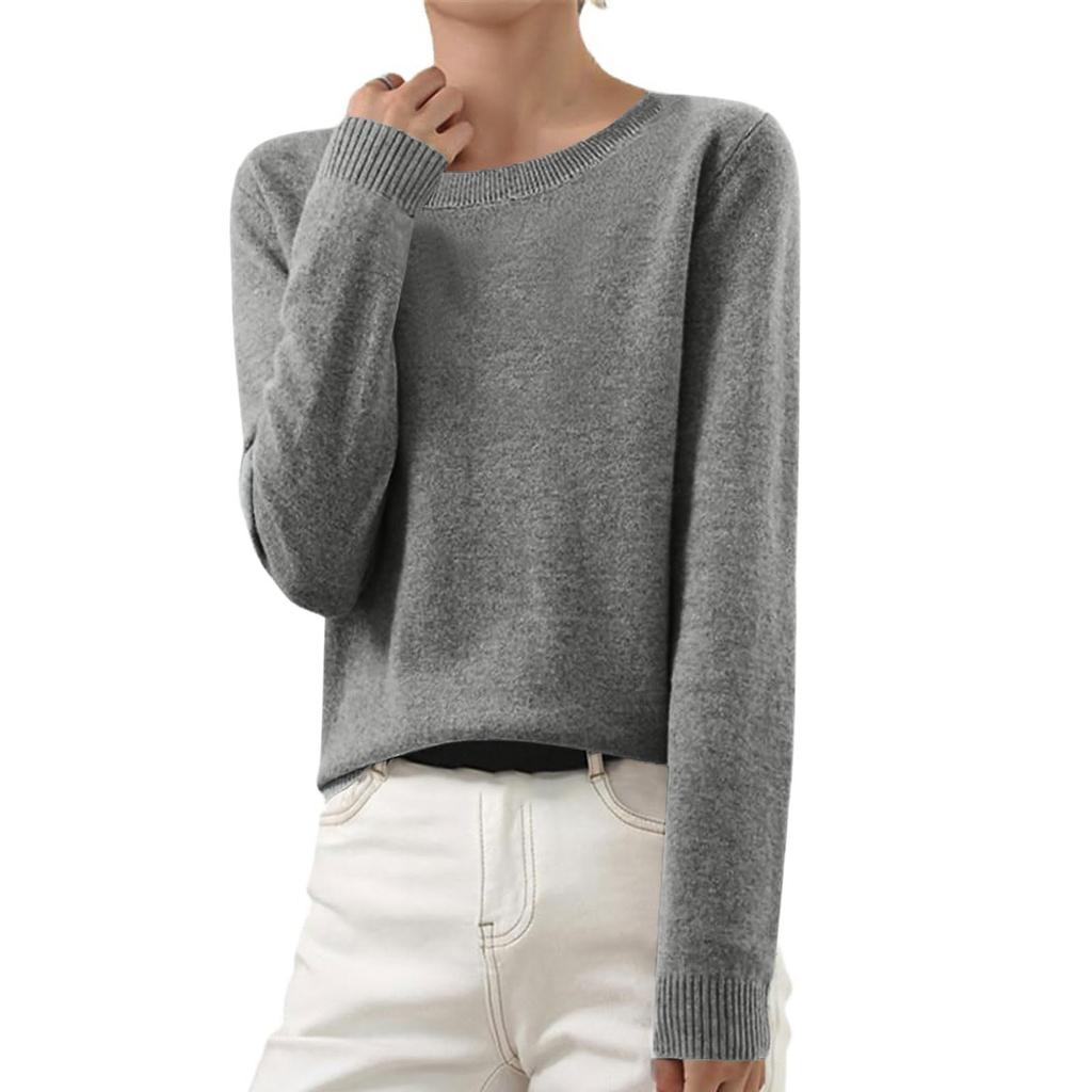 Women's And Winter Fashion Long-sleeved Basic -neck Loose Pullover Sweater Top