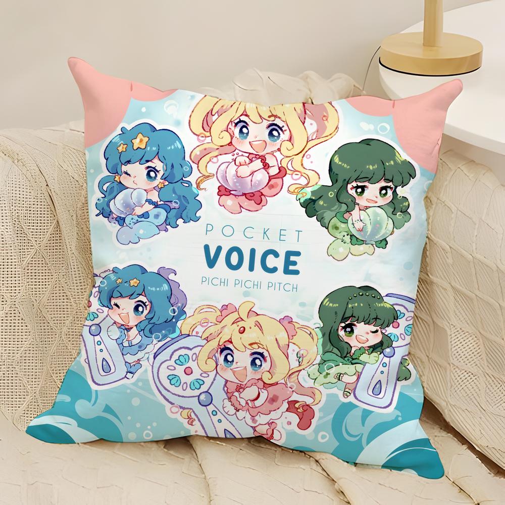 Comic Anime M-Mermaid Melody Pichi Pichi Pitch Pillow Case Natural Linen Double-Sided Printing Sofa Home Decor Cushion Cover