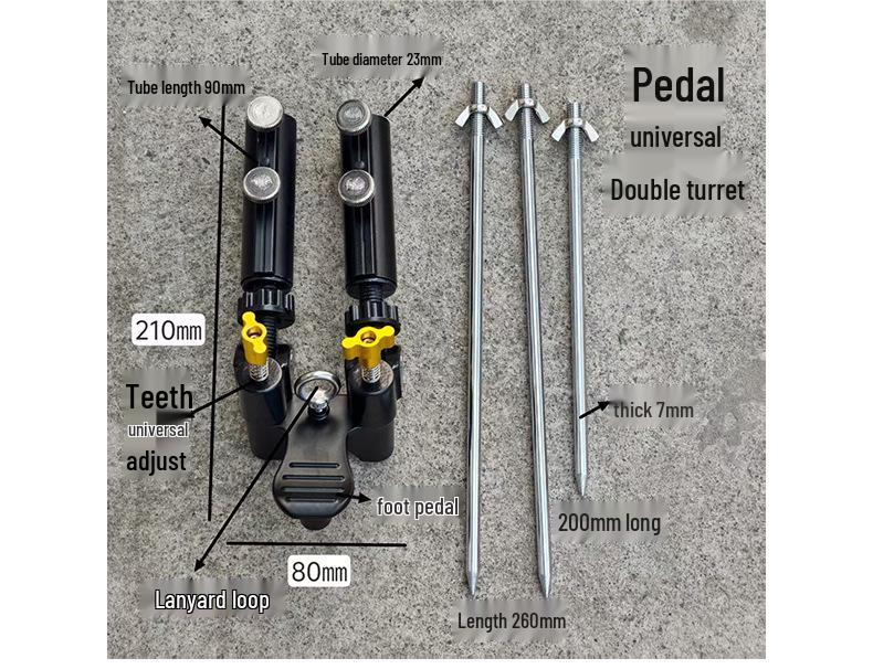 Universal Double Rod Ground Spike Fishing Rod Holder Tripod