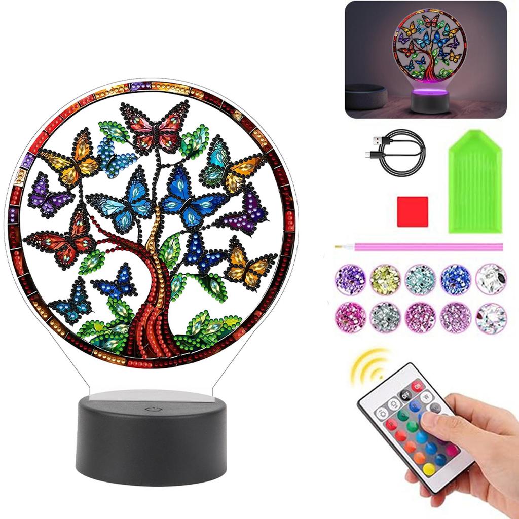 Acrylic Double Sided Vase Decorative DIY 5D Diamond Lamp Diamond Painting Night Light Diamond Art Light Ornaments for Art Crafts