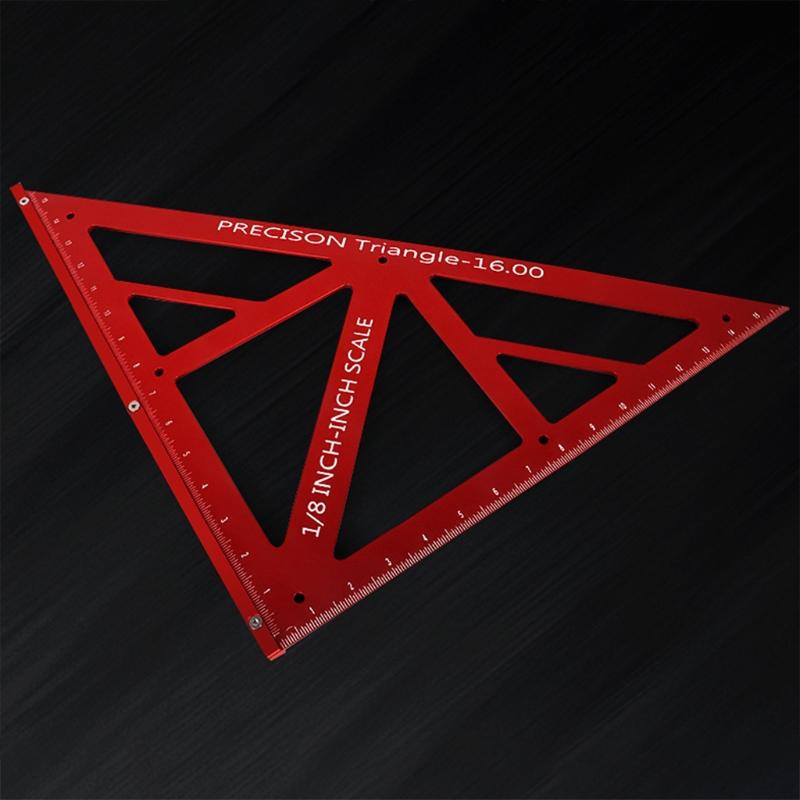 Triangular Angle Ruler Large 16Inch 45/90 Degrees Durable Aluminum Alloy Easy-read Layout Gauge Woodworking Measure Tool