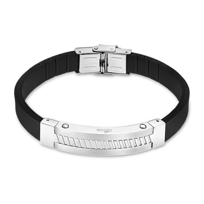 Bracelet homme - Lotus - Bracelet Homme Lotus Style acier et silicone - Couleur de la matière:Blanc Taille/Longueur:20 cm