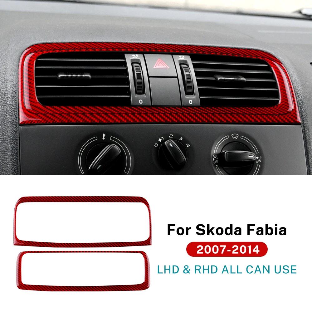 

For Skoda Fabia MK2 5j 2007 2008 2009 2010 2011 2012 2013 2014 Real Soft Carbon Fiber Car Central Control Air Outlet Sticker Red Carbon