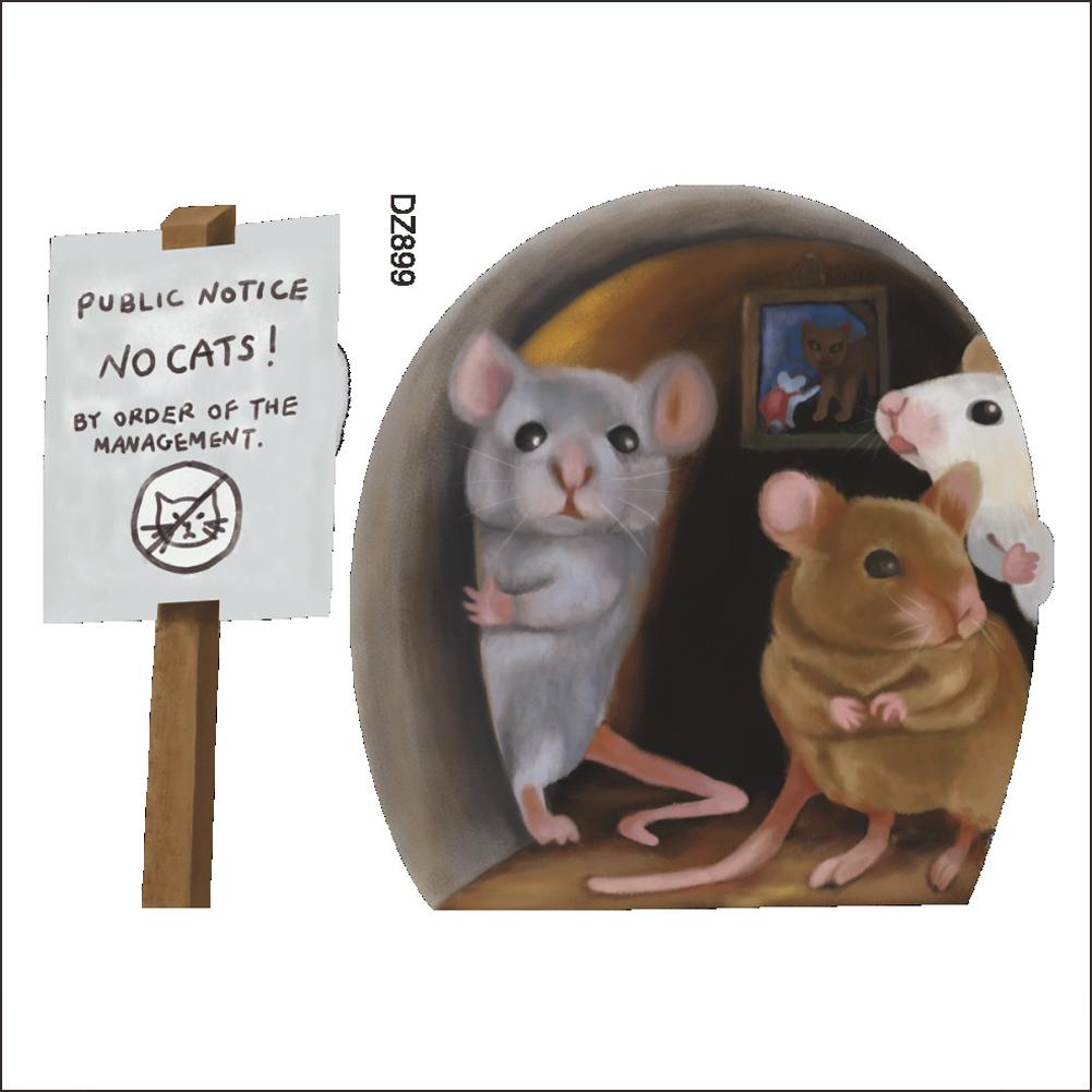 Cartoon Mouse Hole Wall Sticker Realistic Wall Decals For Living Room Kindergarten Bedroom Kids Room Wall Decor