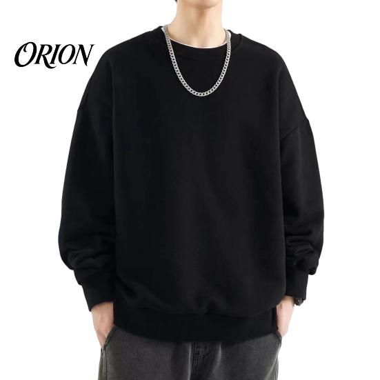 Loose Fit Athletic Wear Men Long Sleeve Sweatshirt, Pullover Shirt, Solid Soft Polyester Shirts Color Crew Neck Sweatshirt for Street Office