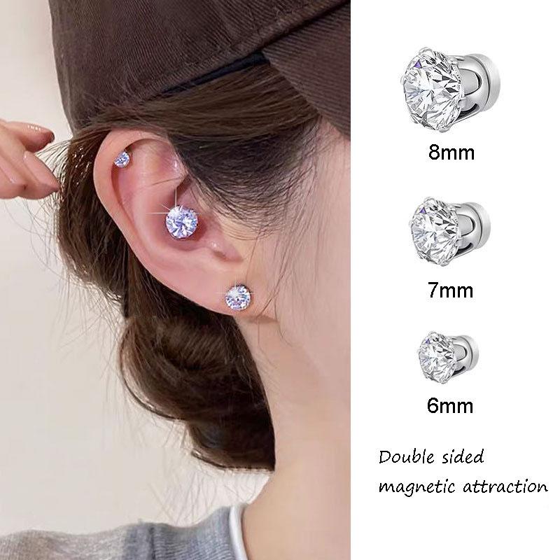3-piece Set Shiny Zircon Magnetic Ear Studs Women Non Piercing Earrings Ear Bone Studs Fashion Cool Jewelry