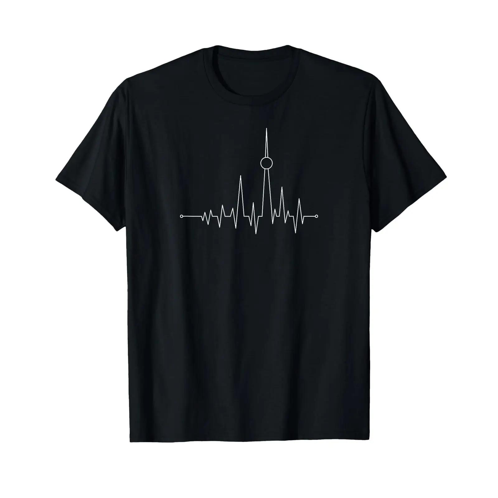 

Heartschlag Berlin Puls T Shirt with TV Tower vintage Washed Casual Stretched Slightly graphic fashion streetwear 5XL різнокольоровий