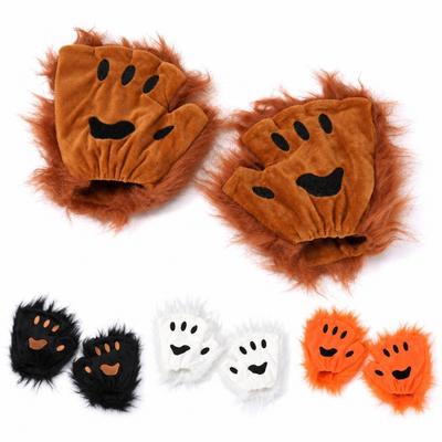 Faux Fur Cat Paw Gloves Cute Bear Paw Cosplay Gloves Kawaii Plush Cat Claws For Cosplay Party