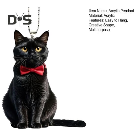 Acrylic Cat Pendant Hanging Decoration with Lanyard Easy To Hang Rearview Mirror Ornament 2D Decorative Car Accessory