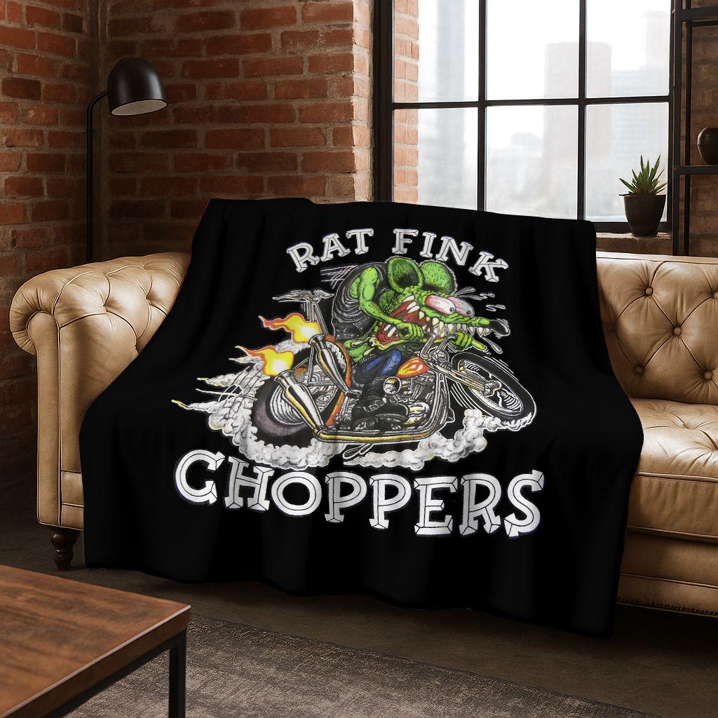 3D Buntowniczy RAT FINK Samochody Znak Kreskówkowy Koc Flanelowy, Ciepły i Przytulny Miękki Koc Rzutowy do Domu Sypialni Łóżka Sofy Pokrycie Piknikowe