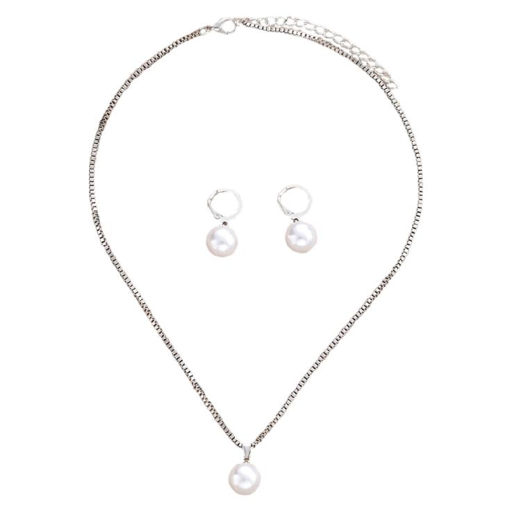 Dainty Pearls Pendant Necklace And Matching Earrings Set Handmade Accessories Gift For Bridal Party Or Anniversary