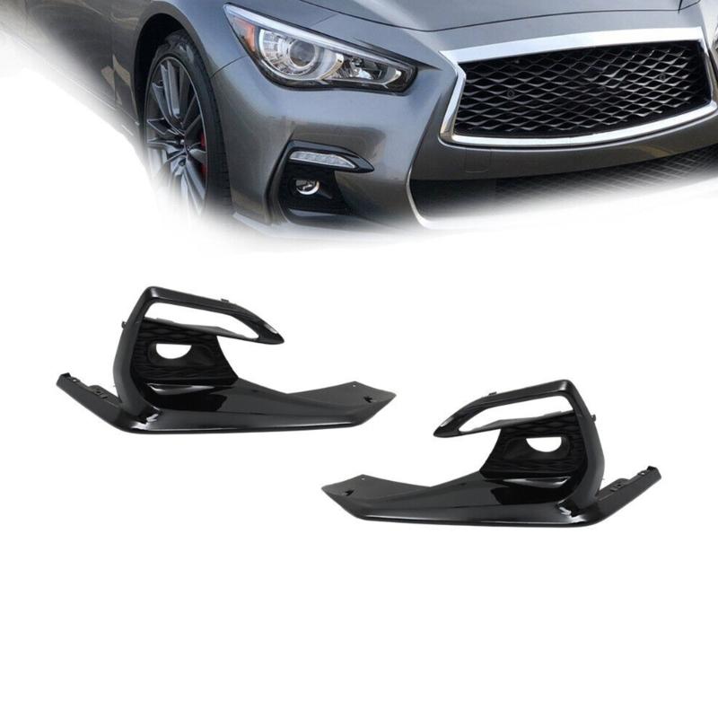 1 Pair Fog Light Cover Grille Bezels for Q50 Sport 2018-2020 62256-6HJ0A 62257-6HJ0A Replacement Auto Accessory