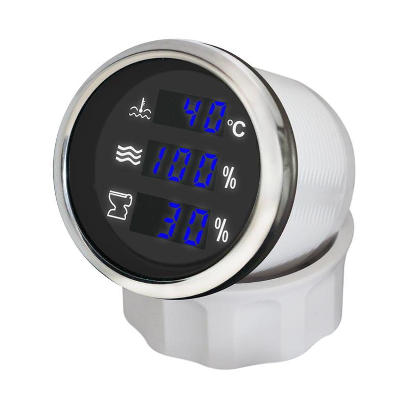 Rhaxel 52mm 3in1 Multifunction TFT Digital Meter Water Temp Water Level Holding Tank Level Meter with Backlight for Car Boats