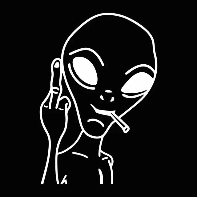 G194 10.3X15CM Funny Alien Personality Ufo Car Sticker Vinyl Decal Car Windows Decor Black /WHITE/LASER