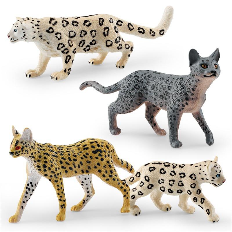Simulation Wild Forest Animal Leopard Model Snow Leopard African Serval Leopard Cat Static Ornament Toy