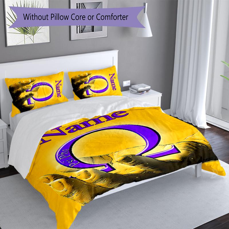 3pcs Custom Name Omega Psi Phi Bedding Set,Includes 1 Duvet Cover and 2 Pillowcases,All-season Bedroom Decor