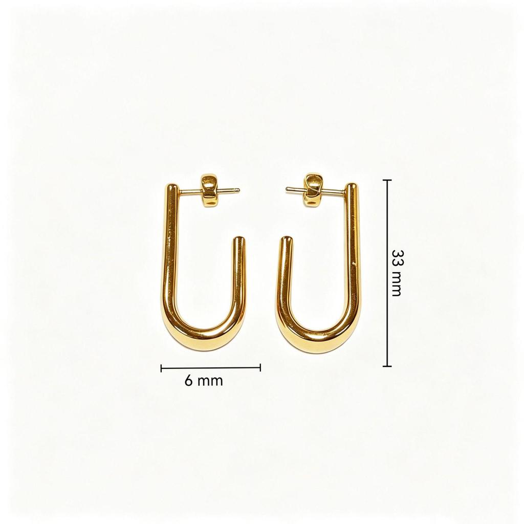Gold Stainless Steel Hook Dangle Earrings: European & American Minimalist Style