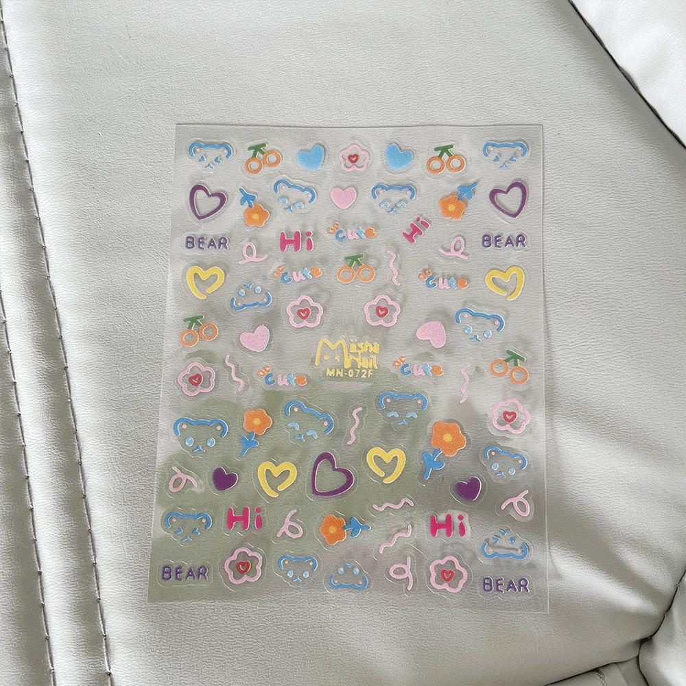 

Cute INS 3D Epoxy Relief Stickers 1 Sheet - Transparent Decals for Phone Laptop Tablet Decor