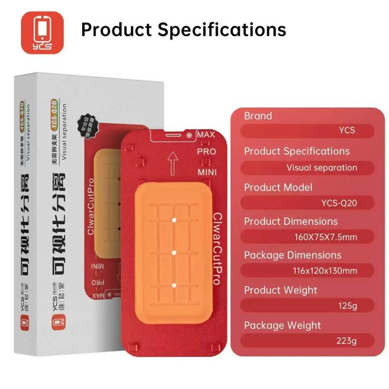 YCS Q20 Visual Separation Mold Universal for 99% Flat & Curved Screens Bracket Free Strong Suction Phone LCD Screen Repair Tools