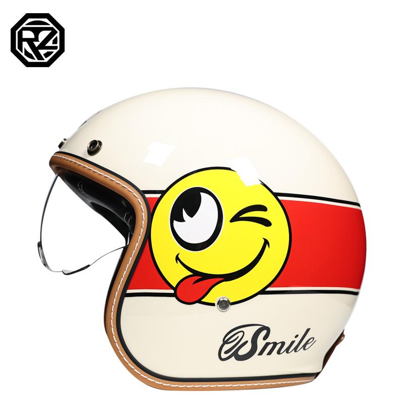 ORZ Motorcycle retro helmet for men and women, half helmet for cruising3/4Helmet for scooter, suitable for all seasons, personalized3C Authentication