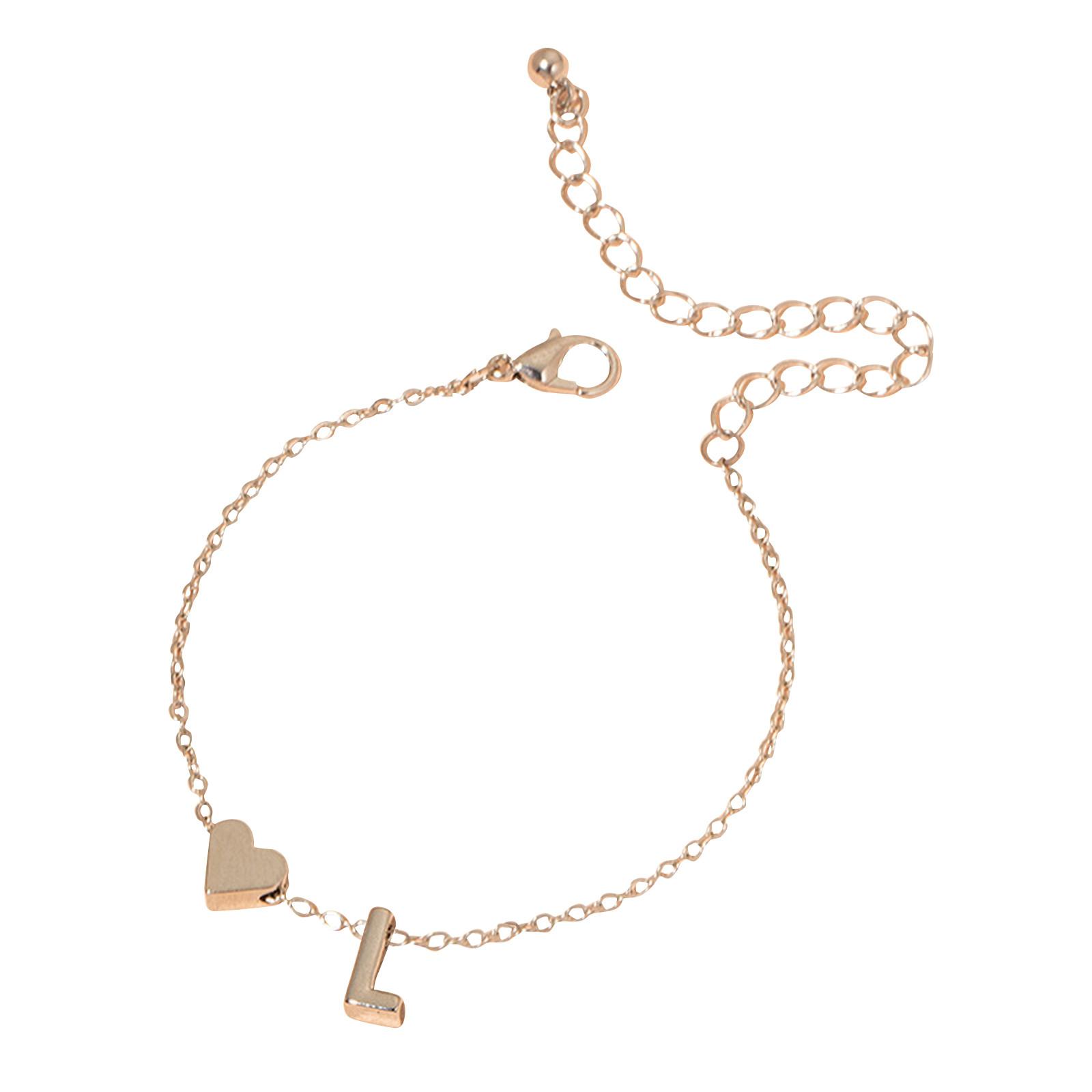 

Браслет с инициалами в форме сердца, браслет с буквами в форме сердца, персонализированный браслет с монограммой, 1 шт. One Size