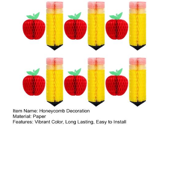 Yousheng Hanging Honeycomb Decoration with Lanyard Vibrant Color Easy To Install Pencil Hanging Ornament Back-to-School Party Decor