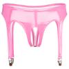 Women Patent Leather Underwear Glossy Thong Garter Clips Open Crotch Design Club Lingerie Night Out