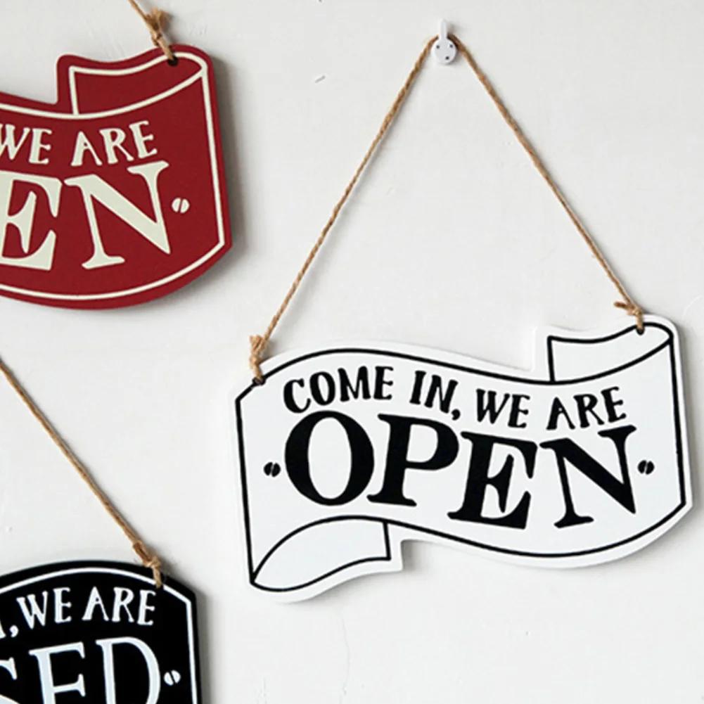 Double-sided Open/Closed License Plate Store Wall Decor Restrooms Tin Sign Vintage Road Guide Metal Sign Painting Plaques Poster